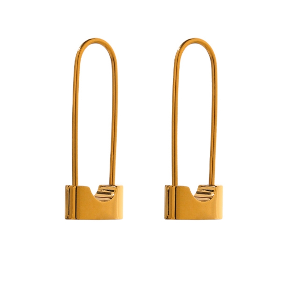 Chic Lock Hoop Earrings - Picture 1 of 7
